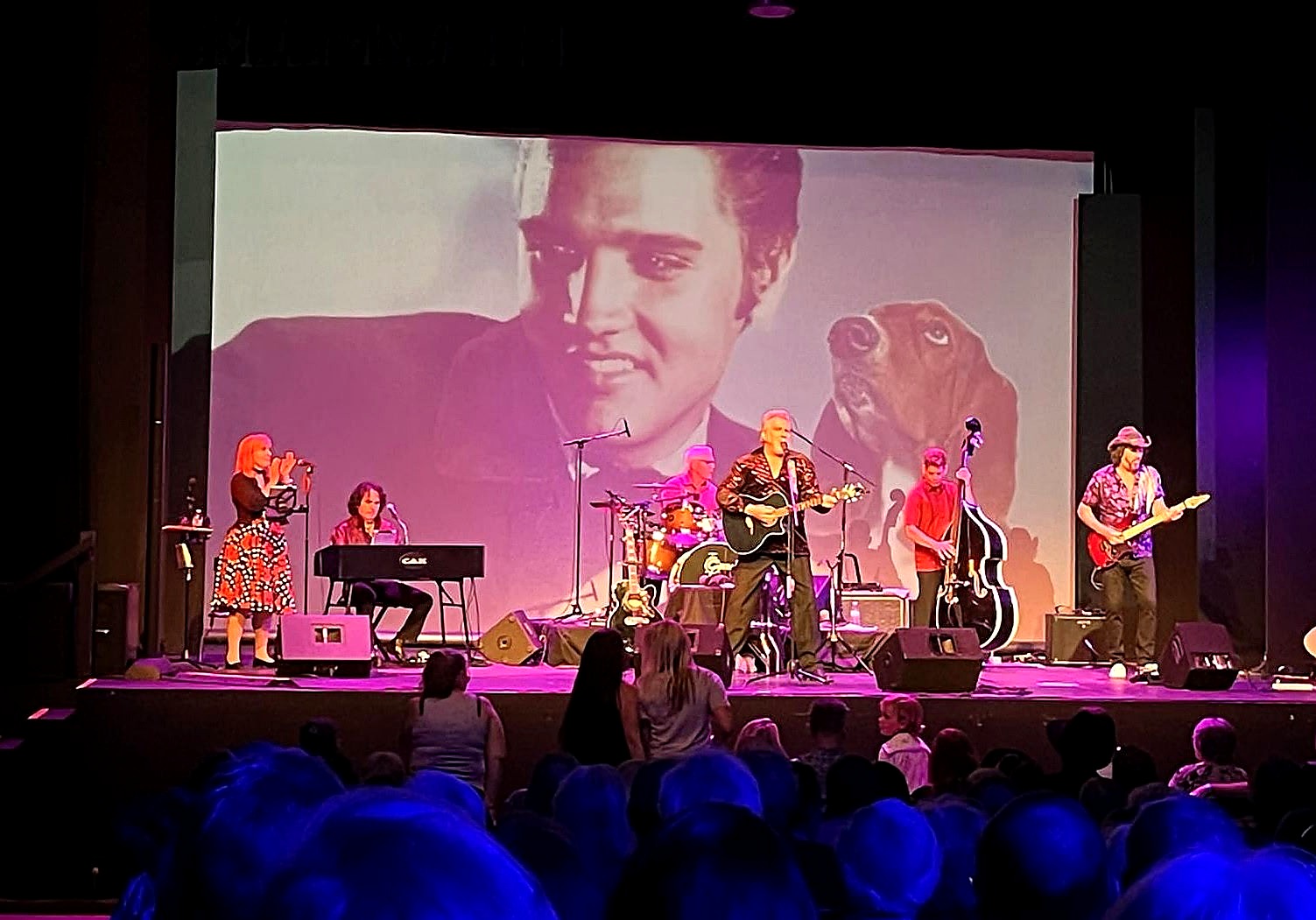 Elvis on the projector — Hound Dog in lights